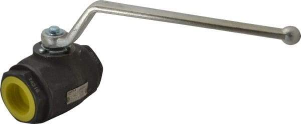 HYDAC - 1-1/2" Pipe, Carbon Steel Standard Ball Valve - 1 Piece, FNPT x FNPT Ends, Lever Handle, 5,000 WOG - Exact Tool & Supply