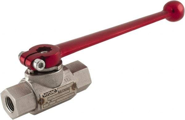 HYDAC - 1/4" Pipe, Stainless Steel Standard Ball Valve - 1 Piece, FNPT x FNPT Ends, Lever Handle, 7,250 WOG - Exact Tool & Supply