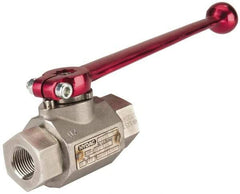 HYDAC - 3/8" Pipe, Stainless Steel Standard Ball Valve - 1 Piece, FNPT x FNPT Ends, Lever Handle, 7,250 WOG - Exact Tool & Supply