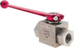 HYDAC - 1/2" Pipe, Stainless Steel Standard Ball Valve - 1 Piece, FNPT x FNPT Ends, Lever Handle, 5,800 WOG - Exact Tool & Supply