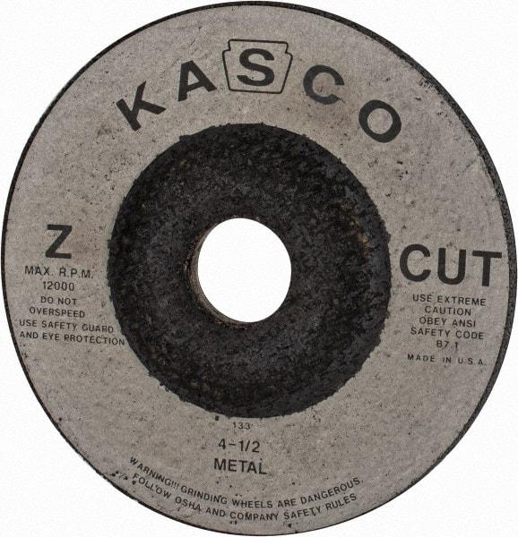 Made in USA - 4-1/2" Wheel Diam, 1/4" Wheel Thickness, 7/8" Arbor Hole, Type 27 Depressed Center Wheel - Zirconia Alumina, 12,000 Max RPM, Compatible with Angle Grinder - Exact Tool & Supply