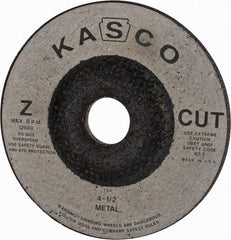 Made in USA - 4-1/2" Wheel Diam, 1/4" Wheel Thickness, 7/8" Arbor Hole, Type 27 Depressed Center Wheel - Zirconia Alumina, 12,000 Max RPM, Compatible with Angle Grinder - Exact Tool & Supply