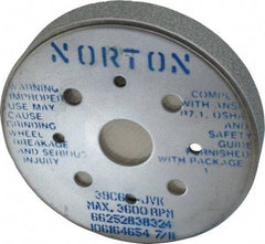 Norton - 6" Diam, 4" Hole Size, 1" Overall Thickness, 60 Grit, Type 2 Tool & Cutter Grinding Wheel - Medium Grade, Silicon Carbide, J Hardness, Vitrified Bond, 3,600 RPM - Exact Tool & Supply