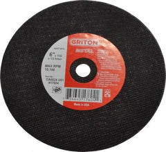 Made in USA - 6" 60 Grit Aluminum Oxide Cutoff Wheel - 1/32" Thick, 1/2" Arbor, 10,186 Max RPM, Use with Circular Saws - Exact Tool & Supply