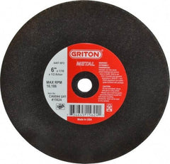 Made in USA - 6" 46 Grit Aluminum Oxide Cutoff Wheel - 1/16" Thick, 1/2" Arbor, 10,186 Max RPM, Use with Circular Saws - Exact Tool & Supply