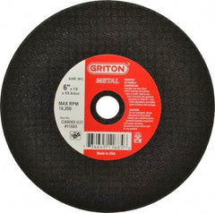 Made in USA - 6" 36 Grit Aluminum Oxide Cutoff Wheel - 1/8" Thick, 5/8" Arbor, 10,186 Max RPM, Use with Circular Saws - Exact Tool & Supply