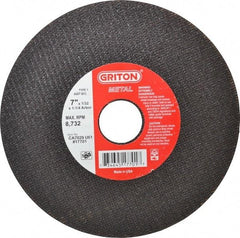 Value Collection - 7" 60 Grit Aluminum Oxide Cutoff Wheel - 1/32" Thick, 1-1/4" Arbor, 8,732 Max RPM, Use with Stationary Tools - Exact Tool & Supply