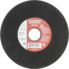 Value Collection - 7" 46 Grit Aluminum Oxide Cutoff Wheel - 1/16" Thick, 1-1/4" Arbor, 8,732 Max RPM, Use with Stationary Tools - Exact Tool & Supply
