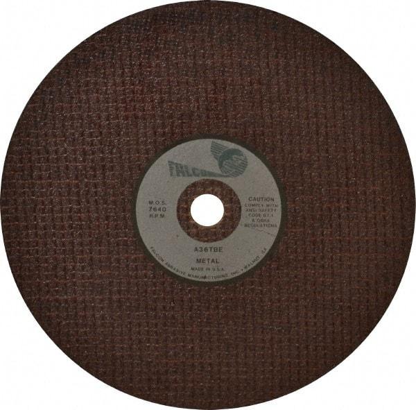 Made in USA - 8" 36 Grit Aluminum Oxide Cutoff Wheel - 1/8" Thick, 5/8" Arbor, 8,000 Max RPM, Use with Chop Saws - Exact Tool & Supply