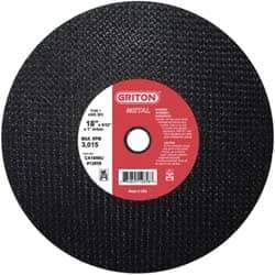 Value Collection - 18" 36 Grit Aluminum Oxide Cutoff Wheel - 5/32" Thick, 1" Arbor, 3,013 Max RPM, Use with Stationary Tools - Exact Tool & Supply