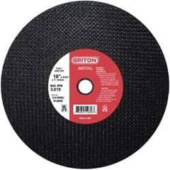 Value Collection - 18" 36 Grit Aluminum Oxide Cutoff Wheel - 5/32" Thick, 1" Arbor, 3,013 Max RPM, Use with Stationary Tools - Exact Tool & Supply