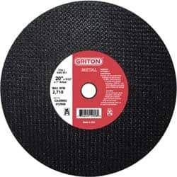 Made in USA - 20" 36 Grit Aluminum Oxide Cutoff Wheel - 5/32" Thick, 1" Arbor, 2,710 Max RPM, Use with Stationary Tools - Exact Tool & Supply