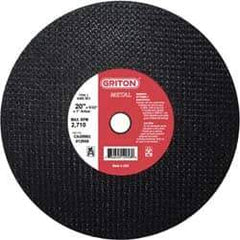 Made in USA - 20" 36 Grit Aluminum Oxide Cutoff Wheel - 5/32" Thick, 1" Arbor, 2,710 Max RPM, Use with Stationary Tools - Exact Tool & Supply