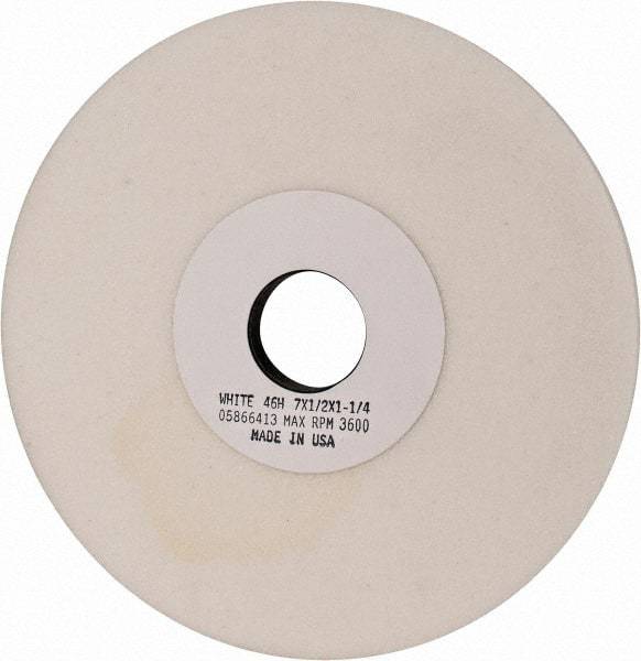 Grier Abrasives - 7" Diam x 1-1/4" Hole x 1/2" Thick, H Hardness, 46 Grit Surface Grinding Wheel - Aluminum Oxide, Type 1, Coarse Grade, 3,600 Max RPM, Vitrified Bond, No Recess - Exact Tool & Supply