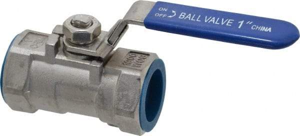 Value Collection - 1" Pipe, Standard Port, Stainless Steel Standard Ball Valve - 1 Piece, Inline - One Way Flow, FNPT x FNPT Ends, Lever Handle, 400 WOG - Exact Tool & Supply
