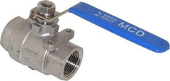 Midwest Control - 1" Pipe, Stainless Steel Standard Ball Valve - 2 Piece, Inline - One Way Flow, FNPT x FNPT Ends, Lever Handle, 1,000 WOG, 150 WSP - Exact Tool & Supply