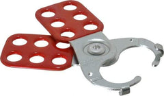 American Lock - Single Jaw, 1" Jaw Diam, 6 PadLocks, Steel Lockout Hasp - Scissor Action, 4-1/2" Long, Red - Exact Tool & Supply