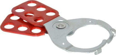 American Lock - Single Jaw, 1-1/2" Jaw Diam, 6 PadLocks, Steel Lockout Hasp - Scissor Action, 5" Long, Red - Exact Tool & Supply