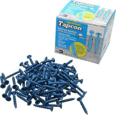 Made in USA - 3/16" Diam, 1-1/4" OAL, Phillips Drive, Concrete Screw & Masonry Fastener - Steel, Blue Climaseal Finish, Includes Drill Bit - Exact Tool & Supply