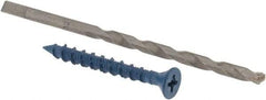 Made in USA - 3/16" Diam, 1-3/4" OAL, Phillips Drive, Concrete Screw & Masonry Fastener - Steel, Blue Climaseal Finish, Includes Drill Bit - Exact Tool & Supply