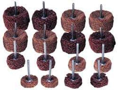 Superior Abrasives - 1 & (2) 1-1/2" Diam Scrubber Buffing Wheel Set - Shank Included - Exact Tool & Supply