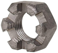 Value Collection - 1/2-20 UNF Grade 2 Steel Slotted Locknut - 3/4" Width Across Flats, 7/16" High, Uncoated - Exact Tool & Supply