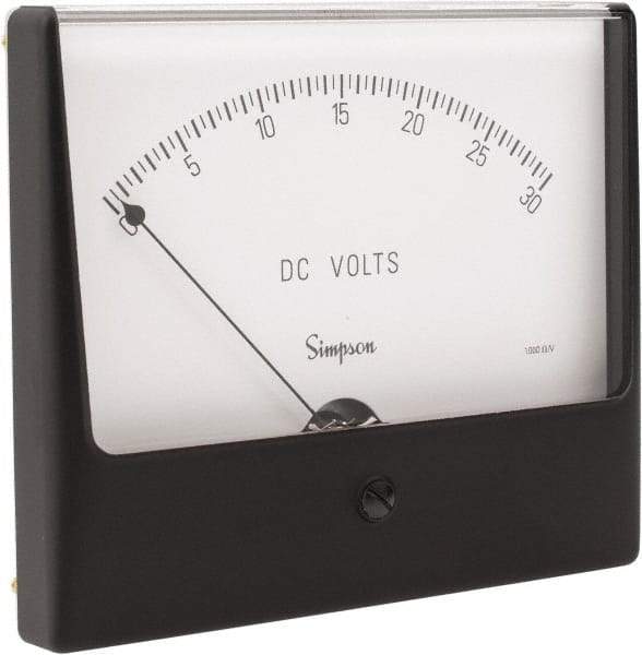 Simpson Electric - Analog, DC Voltmeter, Panel Meter - 60 Hz, 1000 Ohms at 60 Hz, 30 VDC - Exact Tool & Supply
