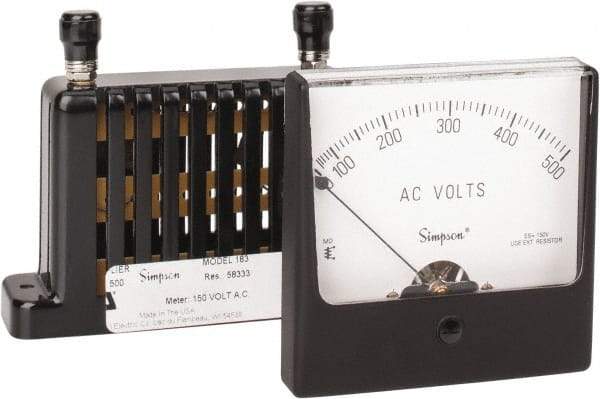 Simpson Electric - Analog, AC Voltmeter, Panel Meter - 60 Hz, 83333 Ohms at 60 Hz, 500 VAC - Exact Tool & Supply