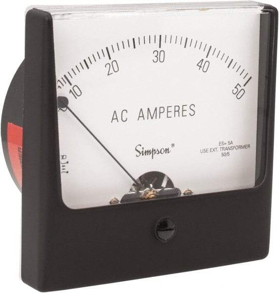 Simpson Electric - Analog, AC Ammeter, Panel Meter - 60 Hz, 0.008 Ohms at 60 Hz - Exact Tool & Supply