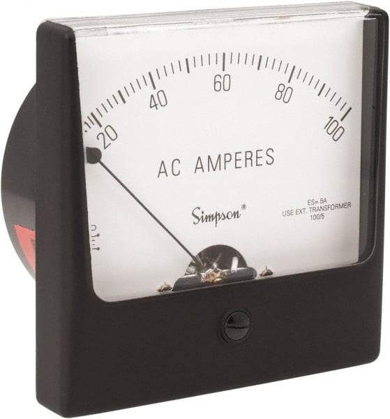 Simpson Electric - Analog, AC Ammeter, Panel Meter - 60 Hz, 0.008 Ohms at 60 Hz - Exact Tool & Supply