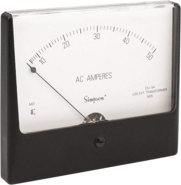 Simpson Electric - Analog, AC Ammeter, Panel Meter - 60 Hz, 0.008 Ohms at 60 Hz - Exact Tool & Supply