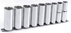 Blackhawk by Proto - 9 Piece 1/2" Drive Deep Well Socket Set - 6 Points, 1/2" to 1" Range, Inch Measurement Standard - Exact Tool & Supply