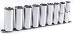 Blackhawk by Proto - 9 Piece 1/2" Drive Deep Well Socket Set - 6 Points, 1/2" to 1" Range, Inch Measurement Standard - Exact Tool & Supply