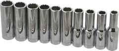 Blackhawk by Proto - 10 Piece 1/2" Drive Deep Well Socket Set - 12 Points, 10mm to 19mm Range, Metric Measurement Standard - Exact Tool & Supply