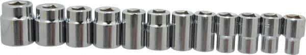 Blackhawk by Proto - 11 Piece 1/2" Drive Socket Set - 6 Points, 3/8" to 1" Range, Inch Measurement Standard - Exact Tool & Supply