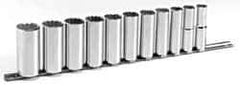 Blackhawk by Proto - 11 Piece 1/2" Drive Deep Well Socket Set - 12 Points, 1/2" to 1-1/8" Range, Inch Measurement Standard - Exact Tool & Supply