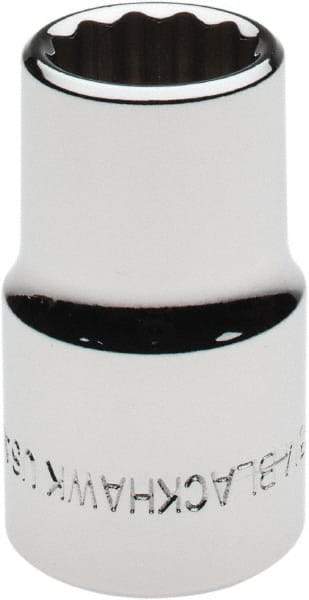 Blackhawk by Proto - 1/2" Drive, Standard Hand Socket - 12 Points, 1-1/2" OAL, Chrome Finish - Exact Tool & Supply