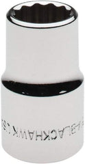 Blackhawk by Proto - 1/2" Drive, Standard Hand Socket - 12 Points, 1-1/2" OAL, Chrome Finish - Exact Tool & Supply