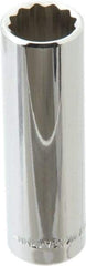 Blackhawk by Proto - 1/2" Drive, Deep Hand Socket - 12 Points, 3-3/32" OAL, Chrome Finish - Exact Tool & Supply