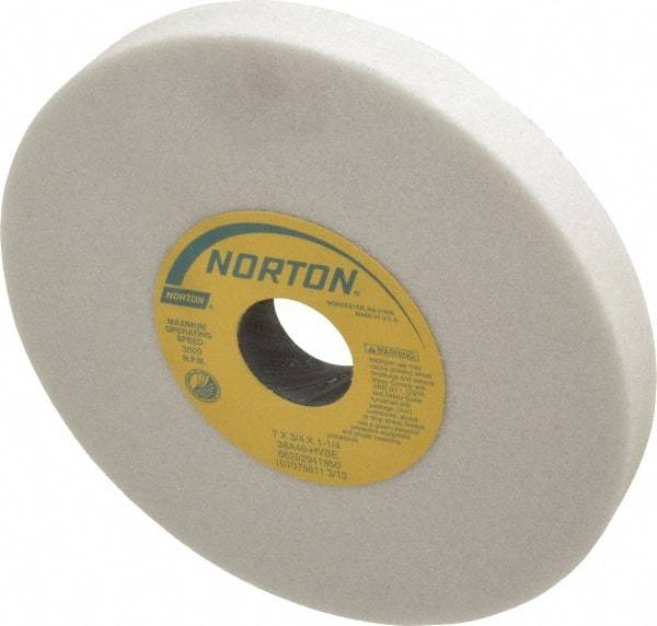 Norton - 7" Diam x 1-1/4" Hole x 3/4" Thick, H Hardness, 46 Grit Surface Grinding Wheel - Aluminum Oxide, Type 1, Coarse Grade, 3,600 Max RPM, Vitrified Bond, No Recess - Exact Tool & Supply