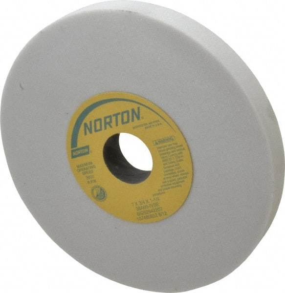 Norton - 7" Diam x 1-1/4" Hole x 3/4" Thick, I Hardness, 60 Grit Surface Grinding Wheel - Aluminum Oxide, Type 1, Medium Grade, 3,600 Max RPM, Vitrified Bond, No Recess - Exact Tool & Supply