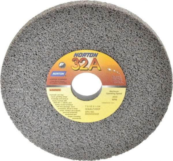 Norton - 7" Diam x 1-1/4" Hole x 1/2" Thick, F Hardness, 46 Grit Surface Grinding Wheel - Aluminum Oxide, Type 1, Coarse Grade, 3,600 Max RPM, Vitrified Bond, No Recess - Exact Tool & Supply