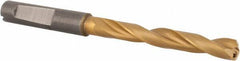 Guhring - 6.4mm 140° Solid Carbide Jobber Drill - TiN Finish, Right Hand Cut, Spiral Flute, Whistle Notch Shank, 91mm OAL, SU Point - Exact Tool & Supply