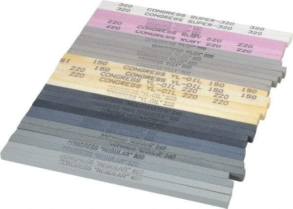 Made in USA - 30 Piece Aluminum Oxide Polishing Stone Kit - Coarse, Medium & Fine - Exact Tool & Supply