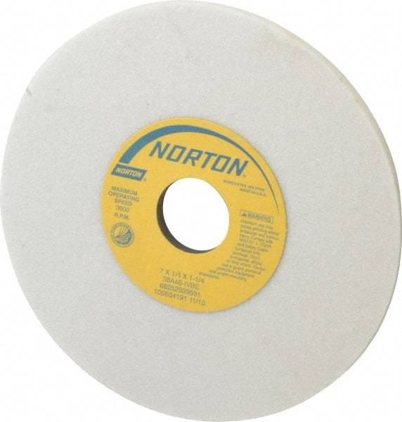 Norton - 7" Diam x 1-1/4" Hole x 1/4" Thick, I Hardness, 46 Grit Surface Grinding Wheel - Aluminum Oxide, Type 1, Coarse Grade, 3,600 Max RPM, Vitrified Bond, No Recess - Exact Tool & Supply