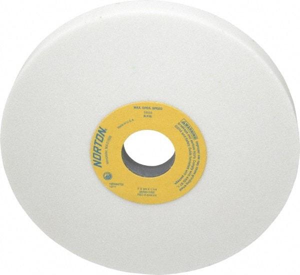 Norton - 7" Diam x 1-1/4" Hole x 3/4" Thick, I Hardness, 60 Grit Surface Grinding Wheel - Aluminum Oxide, Type 5, Medium Grade, 3,600 Max RPM, Vitrified Bond, One-Side Recess - Exact Tool & Supply