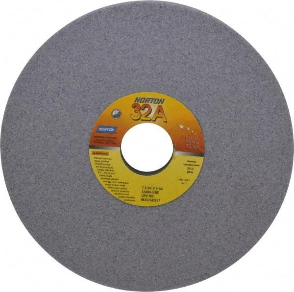 Norton - 7" Diam x 1-1/4" Hole x 3/4" Thick, I Hardness, 60 Grit Surface Grinding Wheel - Aluminum Oxide, Type 5, Medium Grade, 3,600 Max RPM, Vitrified Bond, One-Side Recess - Exact Tool & Supply