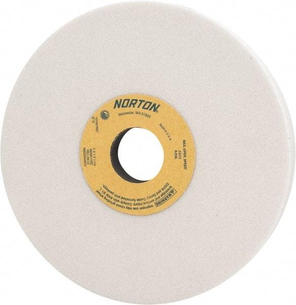 Norton - 7" Diam x 1-1/4" Hole x 1" Thick, I Hardness, 60 Grit Surface Grinding Wheel - Aluminum Oxide, Type 5, Medium Grade, 3,600 Max RPM, Vitrified Bond, One-Side Recess - Exact Tool & Supply
