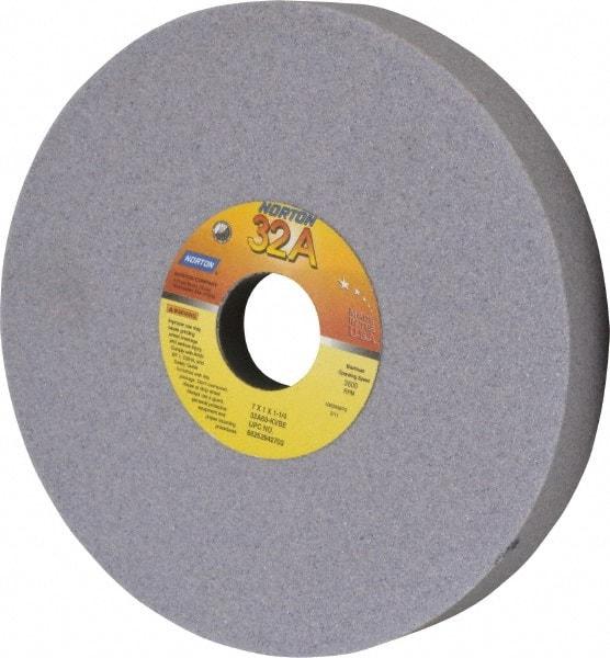 Norton - 7" Diam x 1-1/4" Hole x 1" Thick, K Hardness, 60 Grit Surface Grinding Wheel - Aluminum Oxide, Type 5, Medium Grade, 3,600 Max RPM, Vitrified Bond, One-Side Recess - Exact Tool & Supply