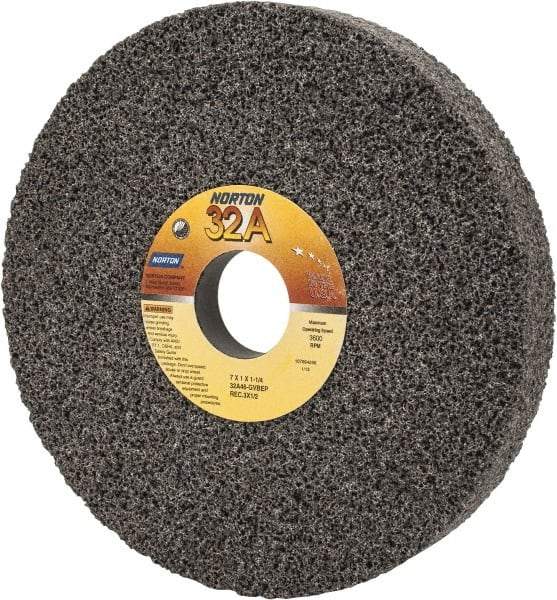 Norton - 7" Diam x 1-1/4" Hole x 1" Thick, G Hardness, 46 Grit Surface Grinding Wheel - Aluminum Oxide, Type 5, Coarse Grade, 3,600 Max RPM, Vitrified Bond, One-Side Recess - Exact Tool & Supply